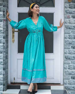 Vestido Maxi con estampado Floral Vintage 2025 para mujer, ropa de ocasión de algodón de verano de tres cuartos a la moda dulce para suelo de calle - Product Image 1