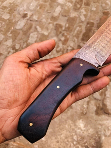 Couteau à lame fixe Viking Seax en acier Damas de qualité industrielle, pointe clip, manche en bois de rose, OEM/ODM, forgé, EDC, pour la chasse en extérieur - Product Image 3