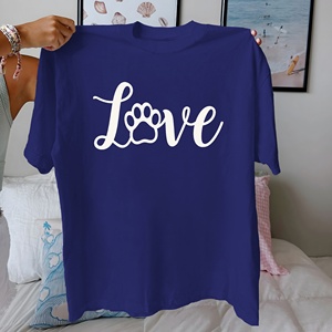 เสื้อยืดพิมพ์ลาย Love With a PAW ผ้าฝ้ายแท้สำหรับผู้หญิงใส่สบาย - Product Image 2