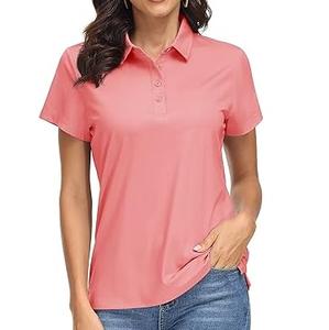 T-shirts polo pour femmes en coton biologique de qualité supérieure, couleur rose uni, coupe classique et ajustée, logo personnalisé OEM. - Product Image 1