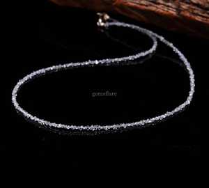 Collar de cuentas de diamante Herkimer de lavanda en bruto, joyería de cristal de piedra de nacimiento de abril, collar llamativo de cuarzo Herkimer hecho a mano, regalo - Product Image 1