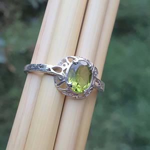 Anillo de boda de piedra NATAL DE AGOSTO Vintage de Plata de Ley 925, joyería de moissanita de peridoto Original para mujer, anillo de compromiso - Product Image 2