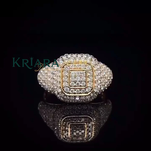 Bague signet de luxe unisexe en argent 925 avec diamants de laboratoire taille brillant rond couleur D, bijoux pour usage quotidien - Product Image 2