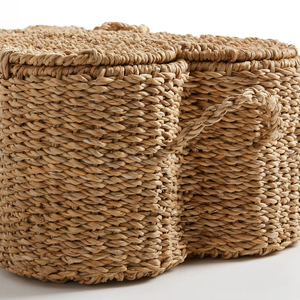 Cesta de Almacenamiento de Heno de Algas Tejida a Mano con Tapa, Ecológica, Organizador de Juguetes para Mascotas, Estilo Costero, Venta al por Mayor, Hecho a Mano en Vietnam - Product Image 6