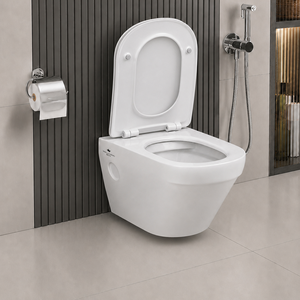 WC mural en céramique moderne monobloc, siphon en P, chasse rapide, chasse Tornado, sans rebord, écologique, pour hôtels, garantie 2 ans - Product Image 2