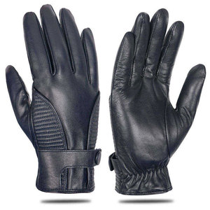 Nouveaux gants en cuir de design tendance pour femmes, gants en cuir noirs chauds pour l'hiver - Product Image 1