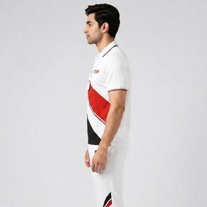 OUTDO Men's <b>White</b> Red Black <b>Cricket</b> Uniform With Diagonal Stripe Design Breathable Polyester Sportswear <b>Cricket</b> Uniform - Product Image 2