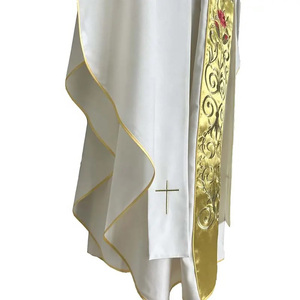 Écussons sur mesure de haute qualité, broderie or et rouge, pour prêtre adulte, avec étole, usage quotidien, couleurs et tailles personnalisables, en non-tissé PU - Product Image 3