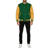 Veste de baseball pour homme à blocs de couleur avec manches en cuir, logo personnalisé, streetwear d'hiver, vêtements d'extérieur.