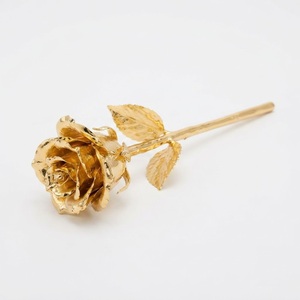Rosa Real Bañada en Oro de 24K, Flor Eterna Preservada Hecha a Mano, Regalo Romántico de Lujo para Aniversario, para Ella - Product Image 1