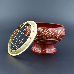 Bol en laiton rouge avec couvercle pour la combustion de sauge, décoration d'intérieur, qualité supérieure, pour fumigation - Product Image 6