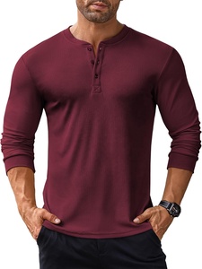 T-shirt décontracté à manches longues boutonné pour homme, 100 % coton, motif uni, logo frontal, tricoté 180g, anti-rétrécissement, anti-boulochage, anti-plis - Product Image 4