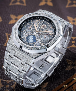 <b>Mens</b> Stainless Steel Mechanical <b>Watch</b> with Fully Studded VVS Clarity Moissanite Brilliant Cut Diamond Tester Pass Hip Hop Style - Product Image 3