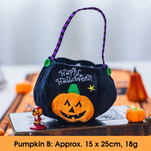 Sacs cadeaux en toile non tissée personnalisés avec logo pour Halloween, sacs à bonbons portables en forme de citrouille pour enfants - Product Image 3