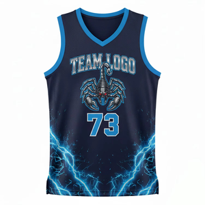Camiseta de Baloncesto con Logotipo del Equipo, para Hombre, sin Mangas, Cuello en V, Impresión Sublimada, Malla Transpirable, 100% Poliéster, Corte Regular para Adultos - Product Image 5