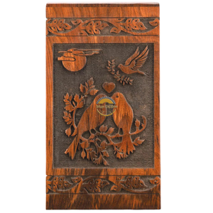 Urne funéraire artisanale en bois naturel pour cendres, motif vague d'oiseaux, boîte à cendres artistique, souvenir commémoratif par AYAANS - Product Image 1