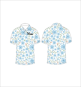 เสื้อโปโลพิมพ์ลายดอกไม้สีน้ำเงินสำหรับผู้ชาย แขนสั้น สวมใส่สบาย เหมาะสำหรับฤดูร้อน เล่นกอล์ฟ น้ำหนักเบา มีปก แฟชั่น - Product Image 2