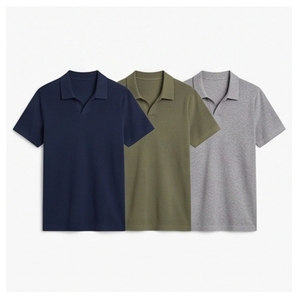 Chemise pour homme à manches courtes en tissu gaufré blanc, avec logo sur le devant, couleur unie, respirante, coupe classique - Product Image 5
