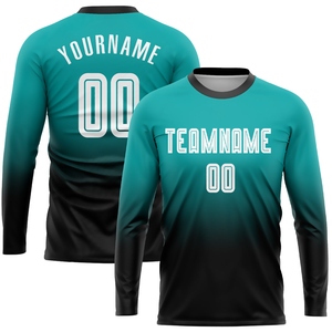 Uniforme de Fútbol Personalizado de Manga Larga con Sublimación en Blanco y Negro, de Alta Calidad, Venta Directa al Por Mayor - Product Image 1