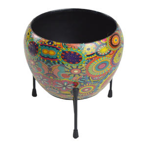 Jardinières à fleurs imprimées avec finition en émail, Design d'intérieur, décoration de Table, jardinières de salon, Pots de fleurs en métal - Product Image 4