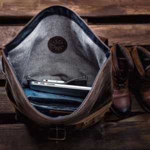 Wholesale Buyers Signature Collection Leather <b>Roll</b> Top Bag High Quality Manufacturing Laptop Rucksack For Export LTBP-0244 - Product Image 6