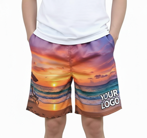 Shorts de Playa para Hombre y Mujer, con Logotipo Personalizado, Transpirables, de Secado Rápido, de Poliéster/Algodón, Sublimación Completa - Product Image 1