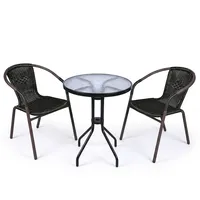 Ensemble de jardin moderne 4 places avec chaises tressées et mobilier de salle à manger/salon extérieur, ensemble bistrot sur mesure