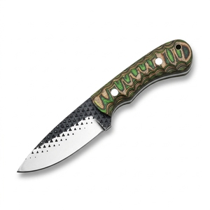 Cuchillo de caza hecho a mano y forjado a mano con hoja fija, mango de madera Pakka verde, para desollar, acampar, bushcraft, EDC, cuchillo utilitario para exteriores. - Product Image 1