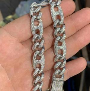 Luxury Men's 925 Silver Rhodium Plated Chain <b>Bracelet</b> Round Brilliant Cut Micro Insert Crystal Rhinestone Everyday Wear - Product Image 1