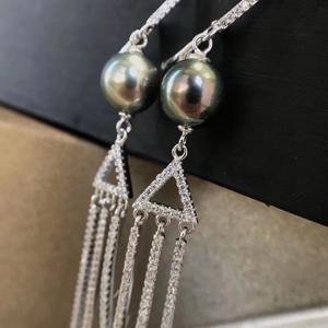 Boucles d'oreilles pendantes en perles d'Akoya d'eau de mer 7-8 mm Bijoux pour femmes Cadeau pour la fête de Qixi - Product Image 4