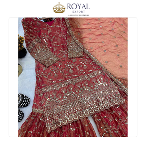 Nueva Colección de Trajes Sharara de Alta Costura con Bordado de Lentejuelas en Seda Fendi Pura para Bodas - Product Image 6