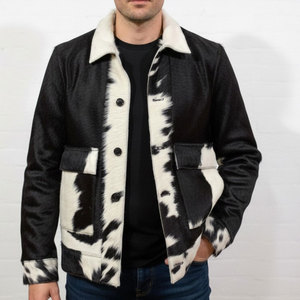 Mens Leather <b>Biker</b> <b>Jacket</b> Made from Genuine Cowhide Full Sleeve Rugged Style Windproof Tough and Comfortable for Cold Weather - Product Image 1