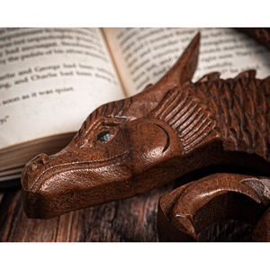 Ornement de dragon en bois fait sur mesure, statue de dragon Feng Shui de luxe en bois, sculpture de dragon artisanale, article cadeau - Product Image 5