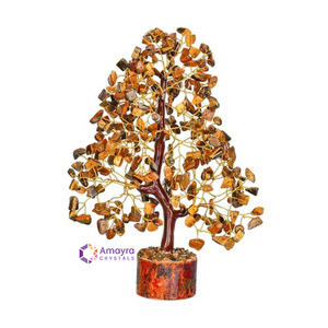 Pierre précieuse Œil de tigre, imperméable, 300 perles, base en bois, fait main, thème mascotte, décoration d'arbre, pot de fleurs, vente en gros AMAYRA CRYSTALS - Product Image 1