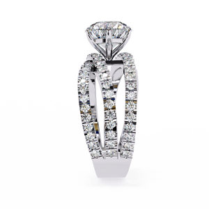 Bague de fiançailles en moissanite taille ronde, design croix, sertie pavé, bijoux de mariage pour femme - Product Image 4