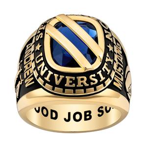 Anillo de Graduación de Plata de Ley 925 con Piedra de Nacimiento en Forma de Cojín y Puente Diagonal, Anillo de Colegio, Anillo de Celebración Universitaria - Product Image 1