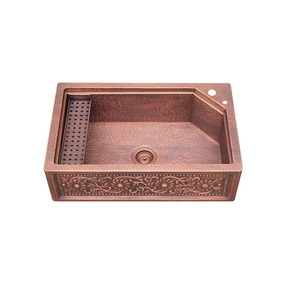 Évier de cuisine design en cuivre fait à la main avec aspect antique et corps résistant à la corrosion pour les cuisines modernes et classiques - Product Image 2