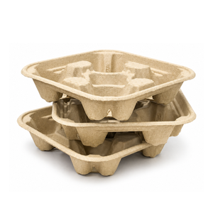 Gobelet alimentaire jetable biodégradable en pulpe recyclée à paroi simple TBH 4 compartiments écologique 8oz 220mm de diamètre couleur naturelle - Product Image 4