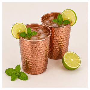 Premium Handcrafted Pure <b>Copper</b> Hammered Glass Set for Ayurvedic Health Benefits Eco-Friendly <b>Copper</b> Drinkware for Home - Product Image 5