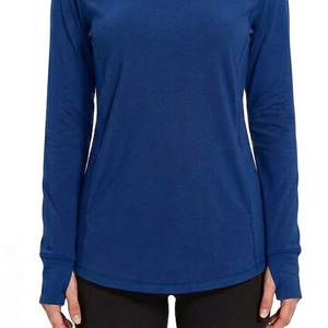 Sweat à capuche bleu uni pour femme, respirant, UPF 50, polyester, manches longues, pour activités de plein air - Product Image 5