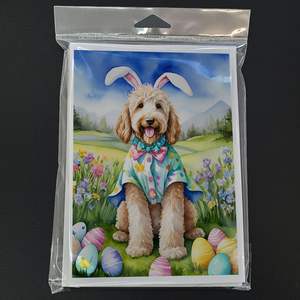 Whimsical A7 Size 5x7 Blank Note Greeting <b>Cards</b> <b>Pack</b> of 8 <b>Easter</b> Egg Hunt Goldendoodle Design with Envelopes - Product Image 3