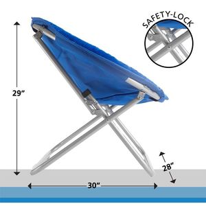 Poltrona a Forma di Disco in Ecopelliccia - Blu, Design Nordico Moderno con Rivestimento Trapuntato per Camera da Letto o Soggiorno - Product Image 5