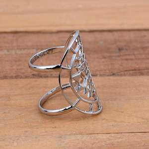 SHYAM JEWELRS 925 <b>Sterling</b> <b>Silver</b> Luxury Unisex Meander Pattern Etched Wrap <b>Ring</b> Handmade <b>Adjustable</b> Double Band Finger Splint - Product Image 3