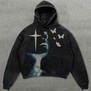 Sweat à capuche imprimé bouffant sur mesure Streetwear lavage à l'acide survêtement pantalon de survêtement évasé et ensembles de sweat à capuche court à capuche pour hommes - Product Image 3