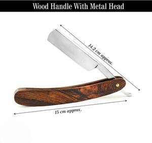 Kit de rasoir droit en bois - Rasoir de barbier pour l'entretien de la barbe - Coffret cadeau de rasage parfait avec logo - Vente flash - Product Image 2