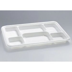 Multi Compartment <b>Plastic</b> Mess <b>Tray</b> Plates for Organized Meal <b>Serving</b> - Product Image 6