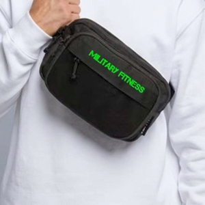 Sac banane noir en nylon imperméable à rayures, multi-poches, avec fermeture éclair, pochette de rangement bandoulière pour voyage et usage quotidien - Product Image 4