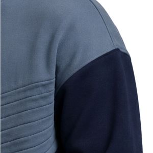 Sweat à capuche personnalisé pour homme, bleu marine, en molleton de coton épais, color block, brodé, style streetwear, fabrication OEM sous marque privée - Product Image 6