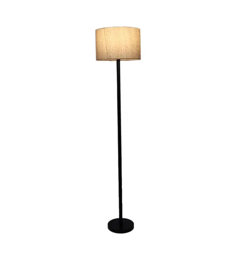 Best Quality Modern Black Color Metal Lamp With Brown Drum Shade .