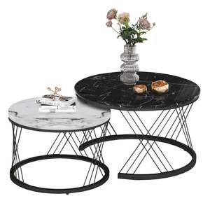 Juego de Mesa de Centro De-Artico Moderno, Duradero y Ecológico, Disponible en Varios Colores, 2 Mesas Apilables con Aspecto de Mármol para Sala de Estar o Dormitorio - Product Image 1
